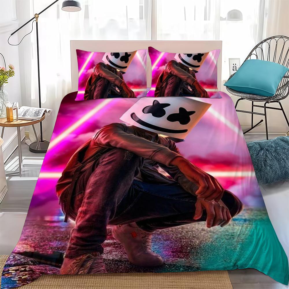 Dj-M-Marshmello Duvet Cover Set Home Style Bedding Soft Laundry Cotton Bed 3 Piece Set Student Dormitory Gift