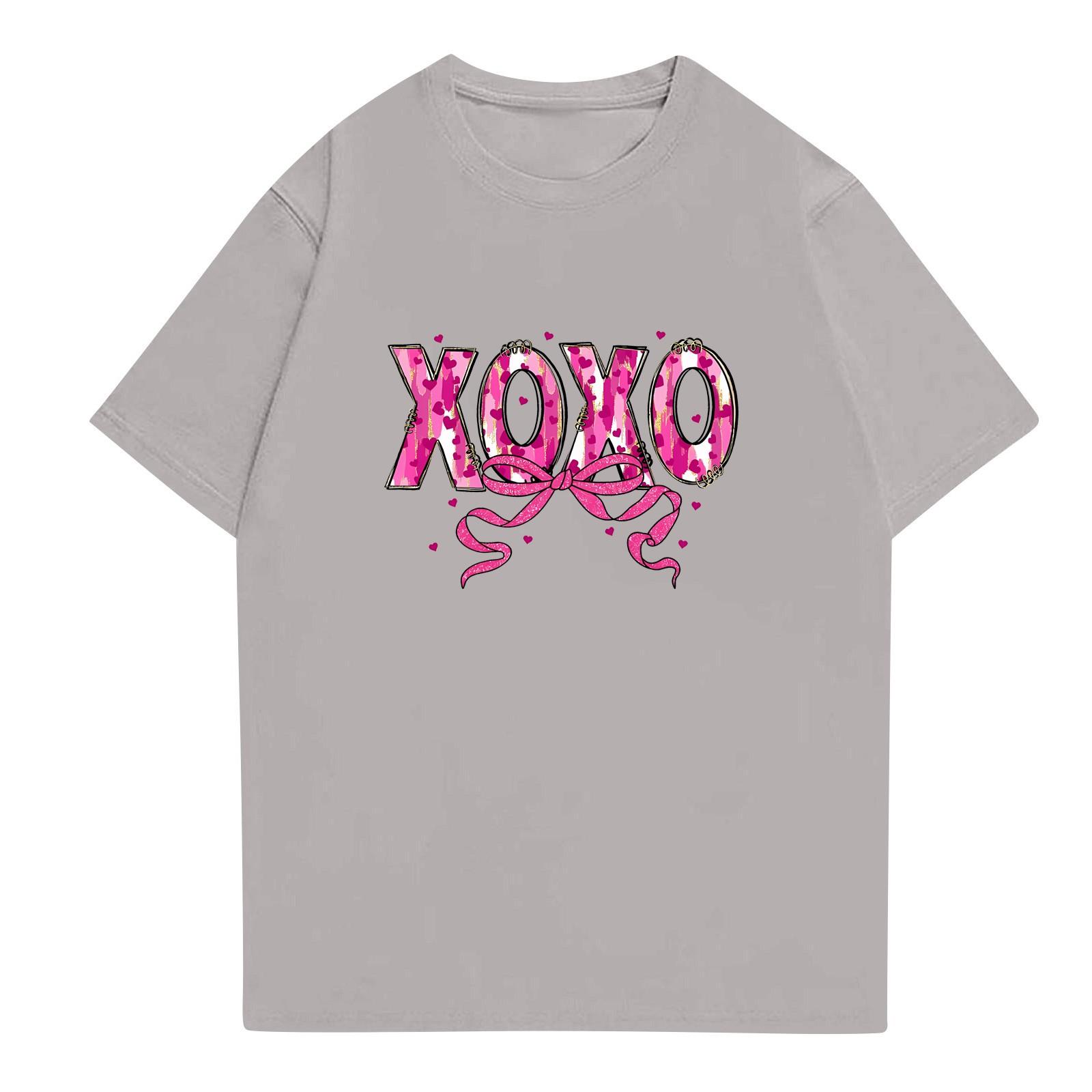 

Женская летняя модная повседневная блузка с коротким рукавом и принтом R-образным вырезом L