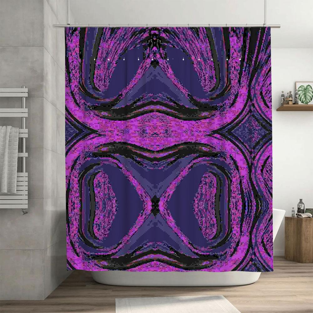 Purple Black Bath Shower Curtain Fabric Decor Home Decoration Waterproof 3D Printed Custom Size Modern Artistic Design