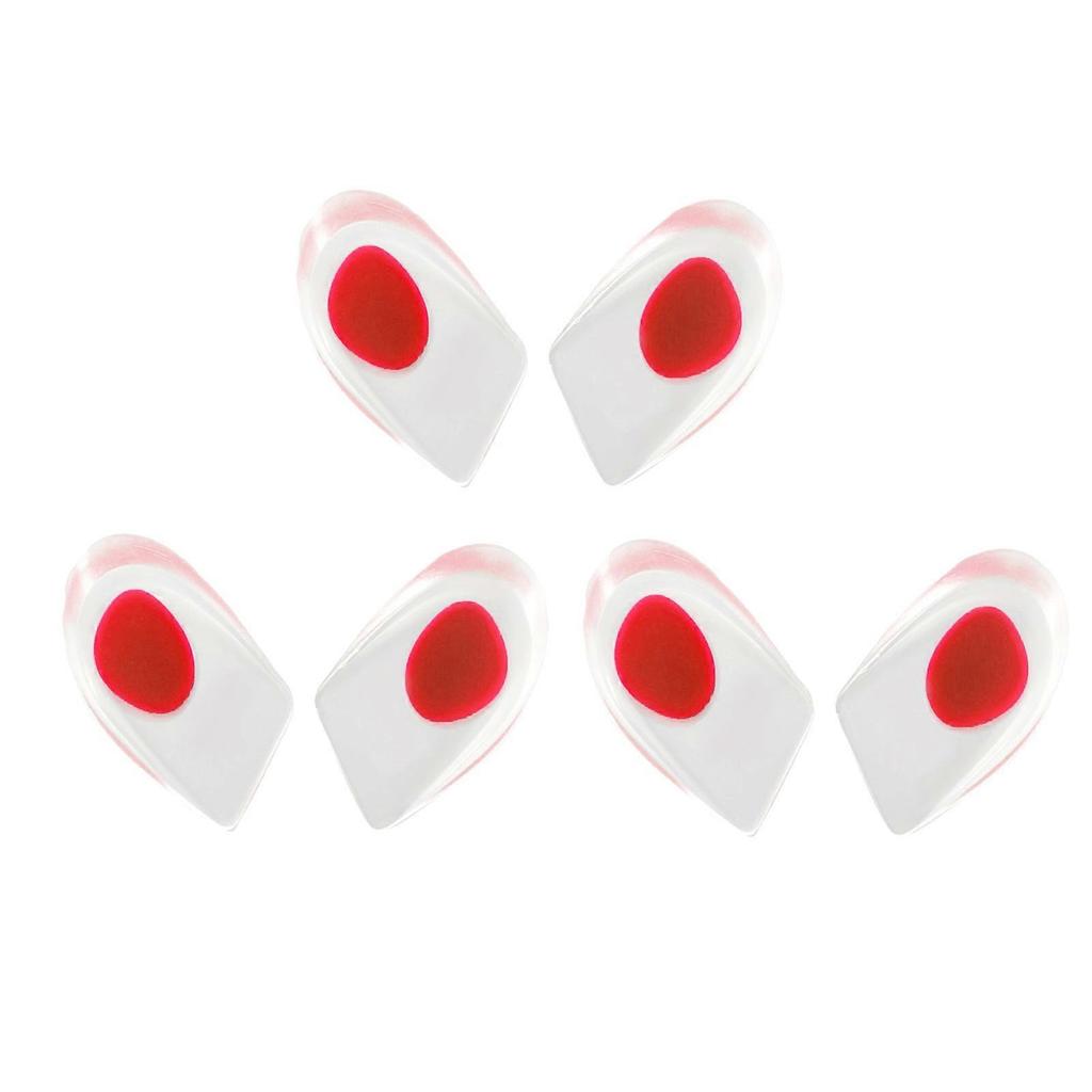 3 Pairs Silicone Gel Heel Cups Shock Absorption Heel Pads for Plantar Fasciitis Bone Spurs Dry Cracked Feet Red L