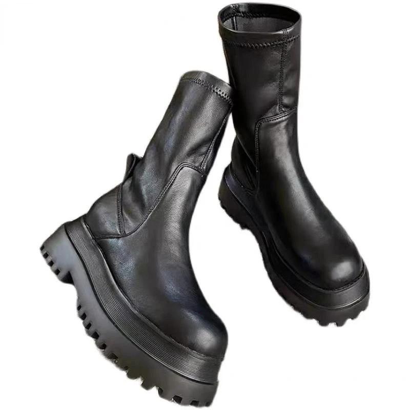 New Winter Punk Style Women Ankle Boots Fashion Thick Sole Zippers Short Boot Ladies Elegant Platform Flats Heel Shoes