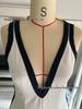2026 Summer Women's V-neck Sleeveless Color Block Strappy Wide-leg Jumpsuit