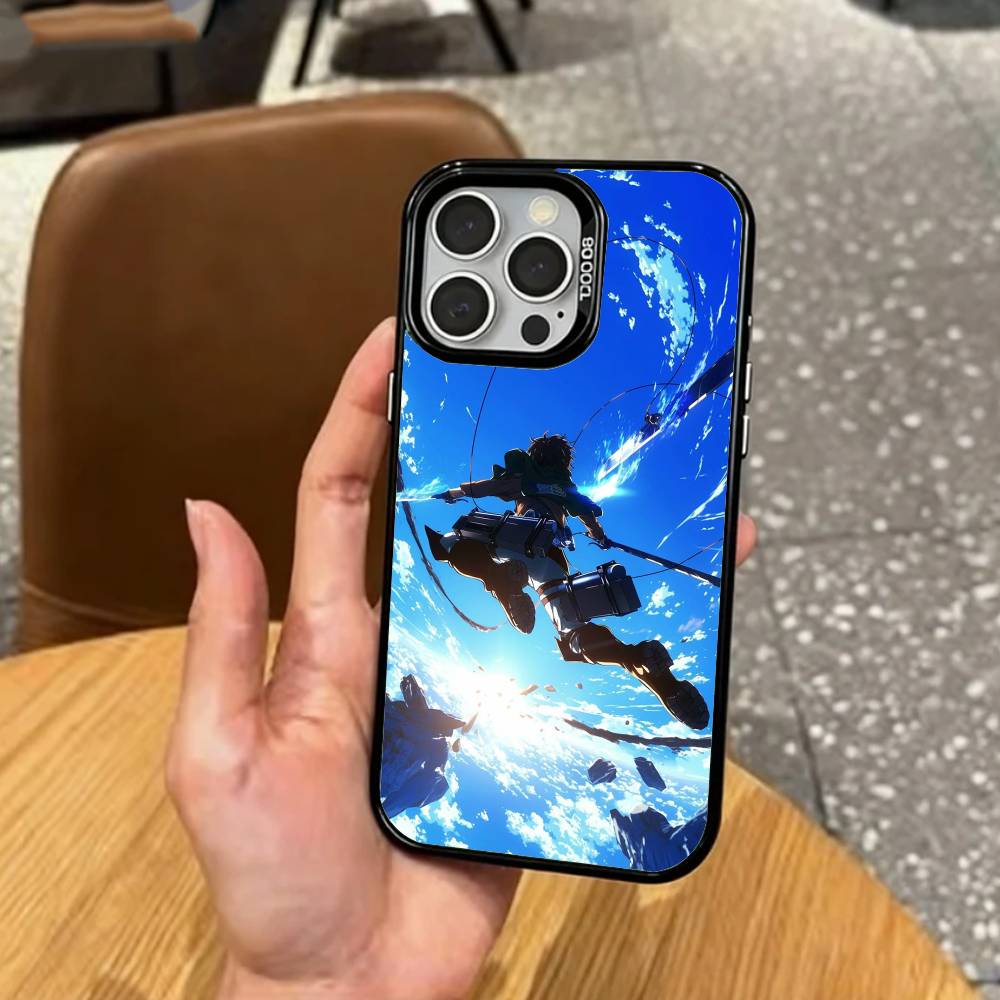 Cool Attack On Titan Freedom Phone Case For iPhone17,16,15,14,13,12,11 Plus,Pro Max Colored Silver Plated Inside Cover