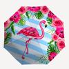 1pc Flamingo Tropical Flowers Automatic Umbrella - Automatic Opening And Closing, Sturdy Iron Frame, Portable Folding Design Yy251018153