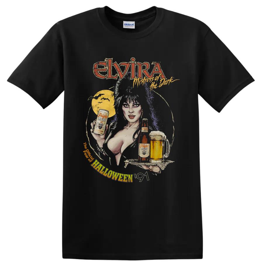 Elvira Halloween T Shirt Gothic Horror Hostess Moon Beer Vintage Graphic Art Tee