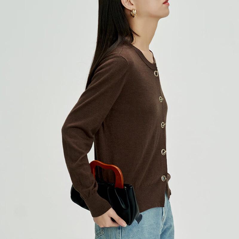 Ta Tu Women's Split Hem Round Neck Knit Cardigan