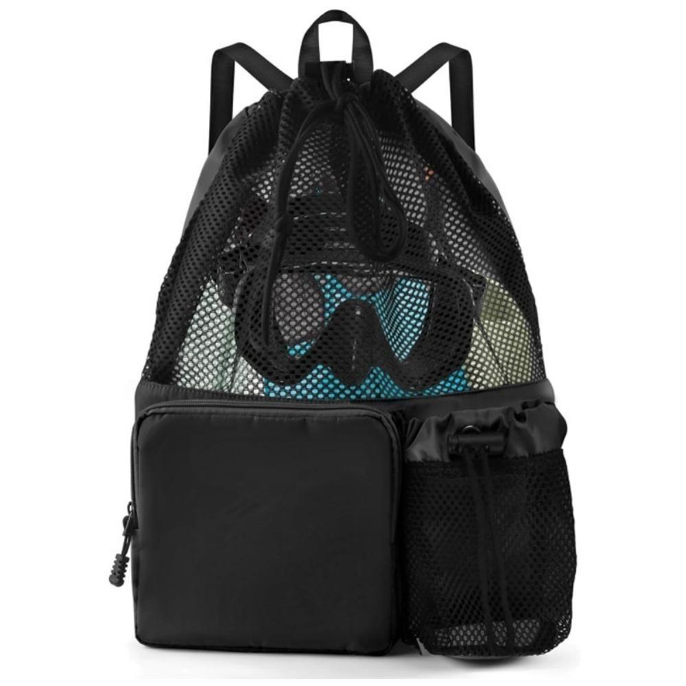 Nylon Drawstring Backpack with Wet Pocket Beach Backpack Durable Equipment Bag  Workout Gear