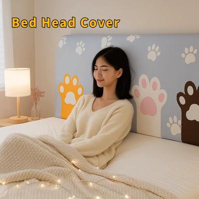 Washable Elastic Bed Head Cover Cartoon Dustproof Headboard Cover Skin-friendly Feel Cat Pattern Quilted Head Cover Bedroom