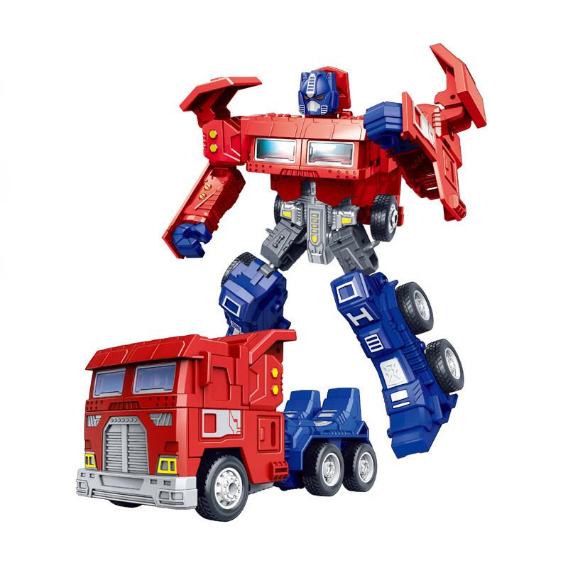 Kids Inertial Plastic Vehicle Withtransforming Robot Features Car Model Toy