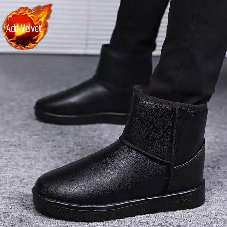 

Men s Winter Platform Elevator Snow Boots Warm Fleece Lined Thickened Waterproof Anti Slip Cold Proof Short Cotton Boots 45