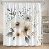 1Pc Machine Washable Anemone Leaf Pattern Shower Curtain With Hooks, Machine Washable Polyester, Perfect For Bathroom Decoration