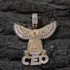 Accessories Personality Hip Hop Letter CEO Eagle Pendant Copper Inlaid Zircon Necklace Men's Sweater Chain