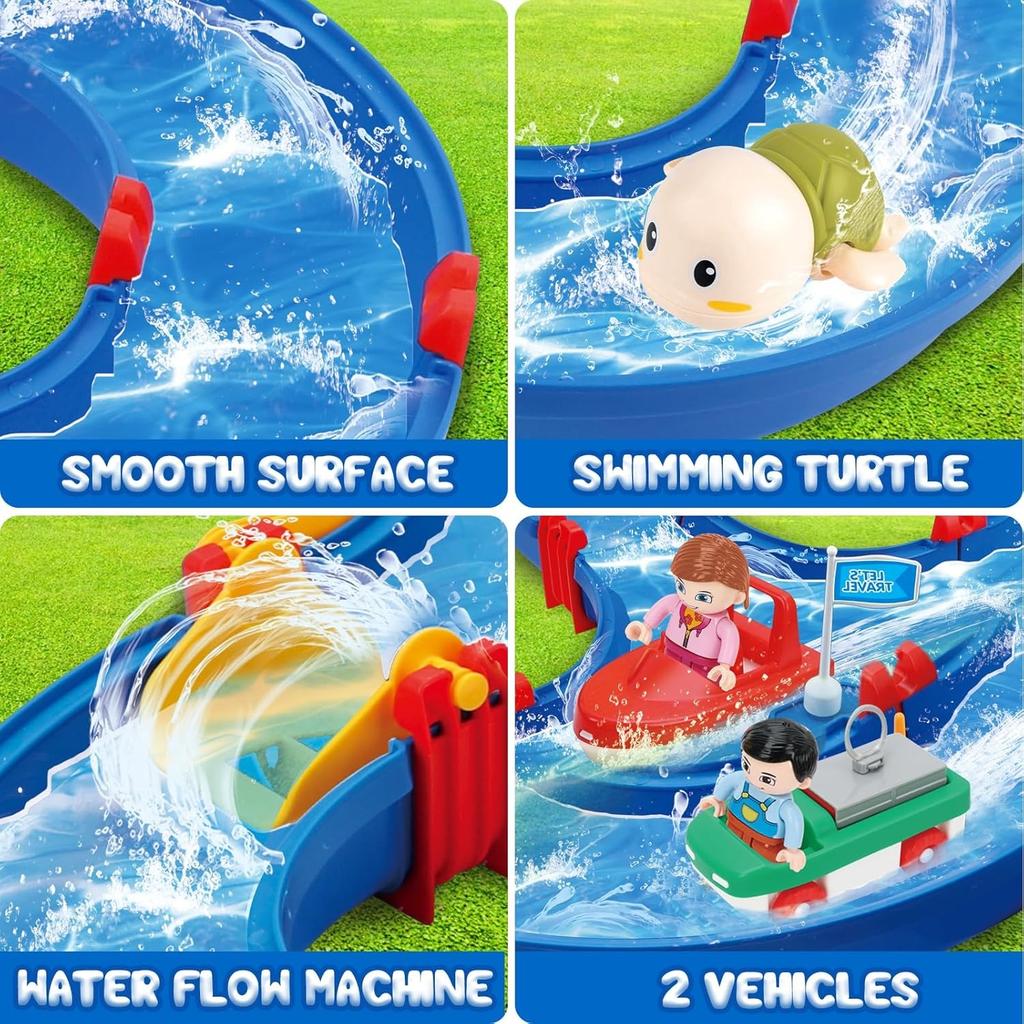 Children'S Outdoor Water Table Toys Water Park Toy Set Of 50 Diy Beach Toys Lawn Pool Waterway Toys Suitable For Boys And Gi