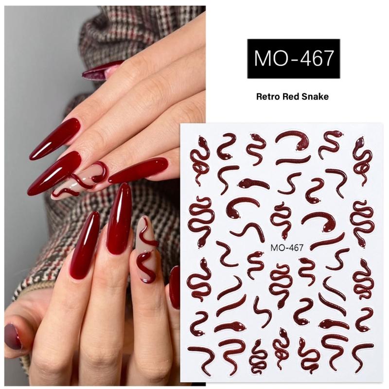 Nails Art Stickers Snake Nail Sticker Black Snake Nail Decals Self-Adhesive Nail Sticker Nail Art Decorations