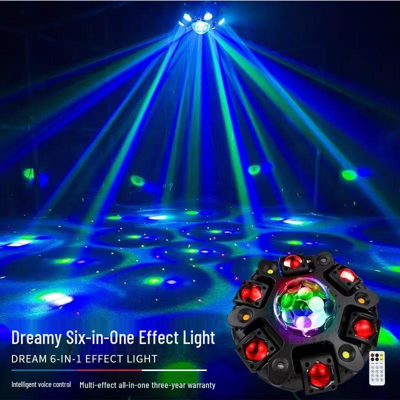 2025 Bee Eye Six-Arm Vajra Laser Bar Disco Stage Light with Strobe and Rotating Effects