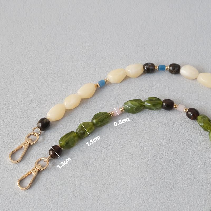 New Fashion Boutique Woman Bag Accessory Beige Beaded Chains Cute Acrylic Luxury Strap Women Elegant Bag Acrylic Handle Chain