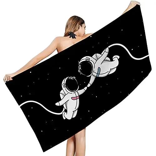 Weltraum Galaxie Astronauten Stil Kein Sand Schnelltrocknend Strandtuch Surf Poncho Mikrofaser Badetuch Sommer Schwimmen Damen Herren Geschenk