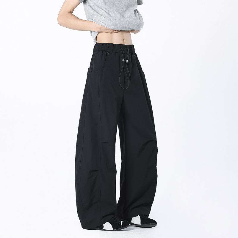 American straight pleated jazz casual pants men and women loose couple tooling wide-leg paratrooper pants sports scimitar trousers