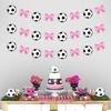Jollyboom Soccer Gender Reveal Decoration, 3pcs Goals or Bows Gender Reveal Decoration Garland Soccer Ball Bow Banner Pre-Strung for Soccer Sport