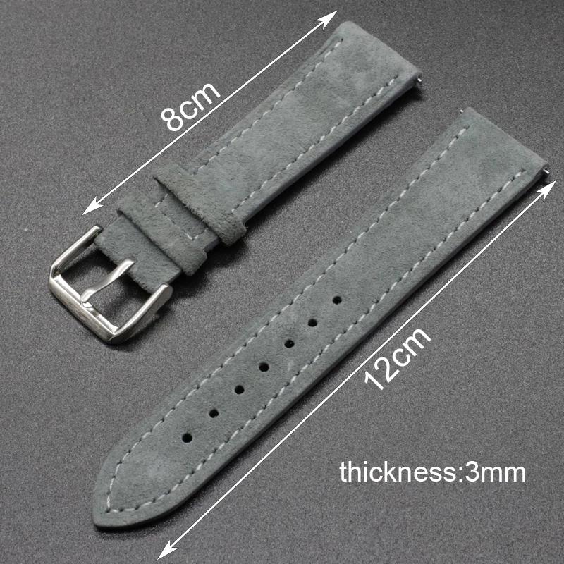 Handgemaakte Steken Suède Leer Horlogeband 18mm 19mm 20mm Zachte Vintage Horlogeband Snelwissel Vervangend Polsbandje voor Mannen Vrouwen