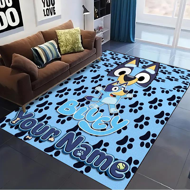 Name Custom Bluey Cartoon Carpet Rug for Living Room Bedroom Home Sofa Decoration,Kids play Non-slip Floor Mat