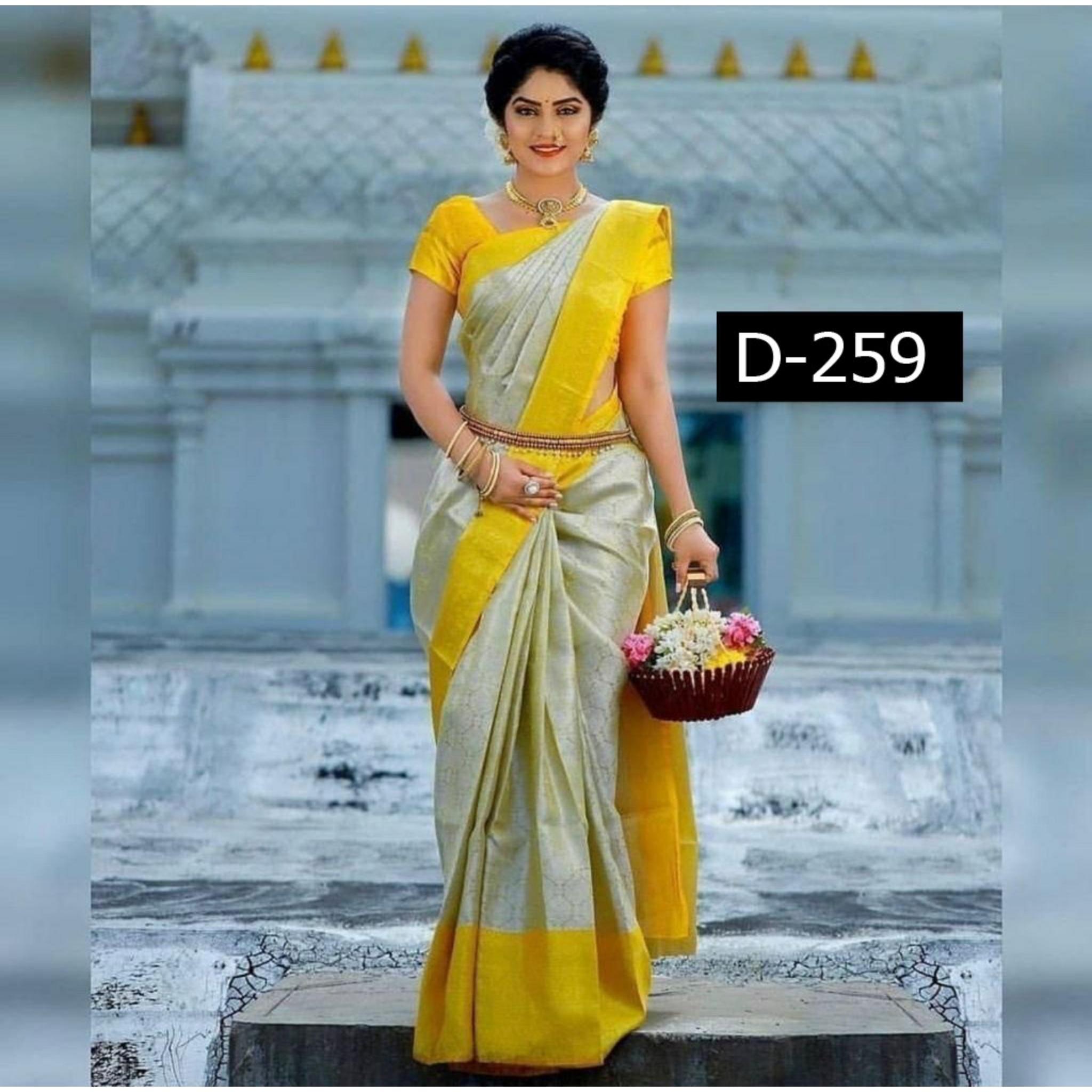 

Индийское традиционное мягкое шелковое сари личи с жаккардовым плетением