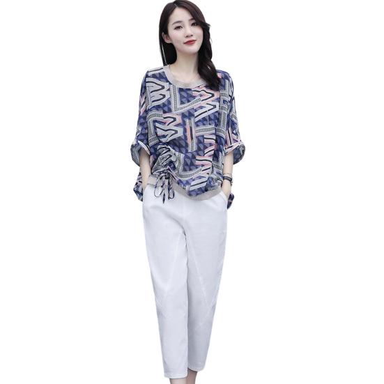 Modisches Damen-Zweiteiler-Set mit floralem Print, lässiger lockerer Stil, Damen-Sommer-Sets