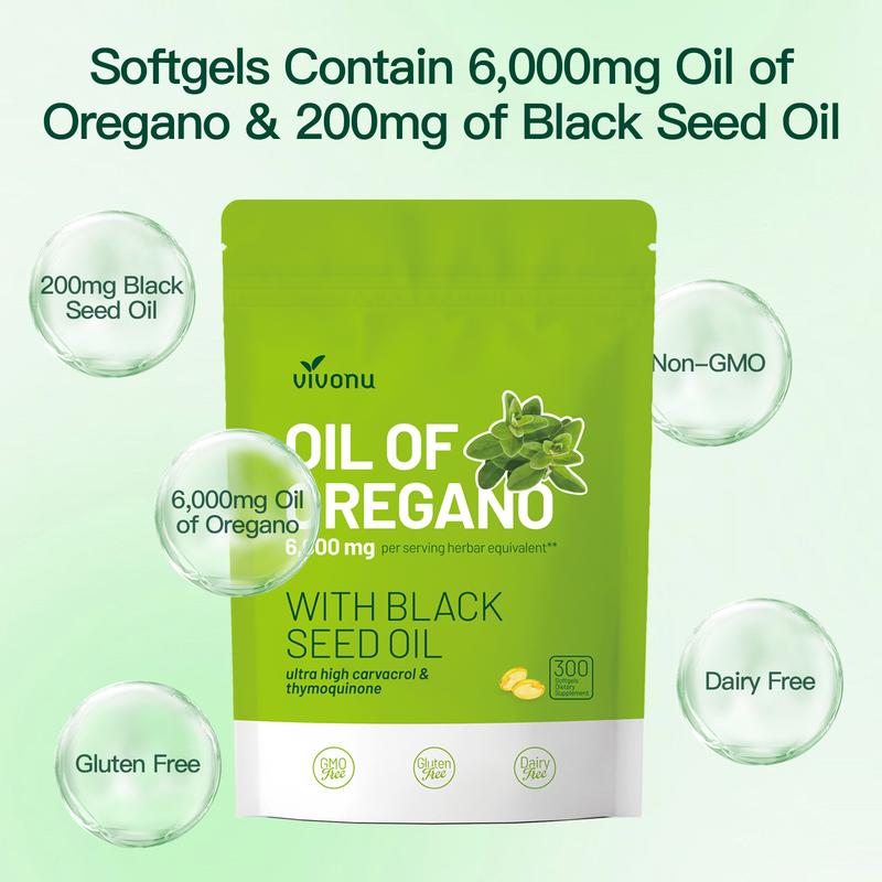 Oregano Oil 300 Capsules with Black Seed Oil | Natural Antioxidants for Fitness | Nutritional Support | Highly Effective Botanical Dietary Supplement