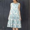 ZANZEA Women Casual Round Neck Sleeveless Floral Print Dress