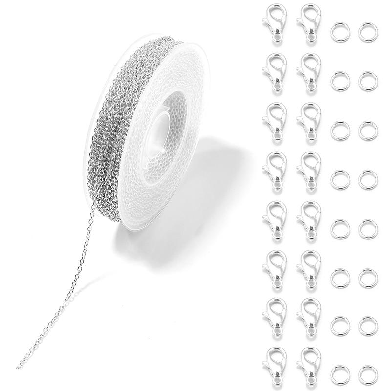 3 M/Roll Metal Iron Link Chain With Jump Rings Single Circle Lobster Clasps For Jewelry Making DIY Bracelet Necklace Accessories