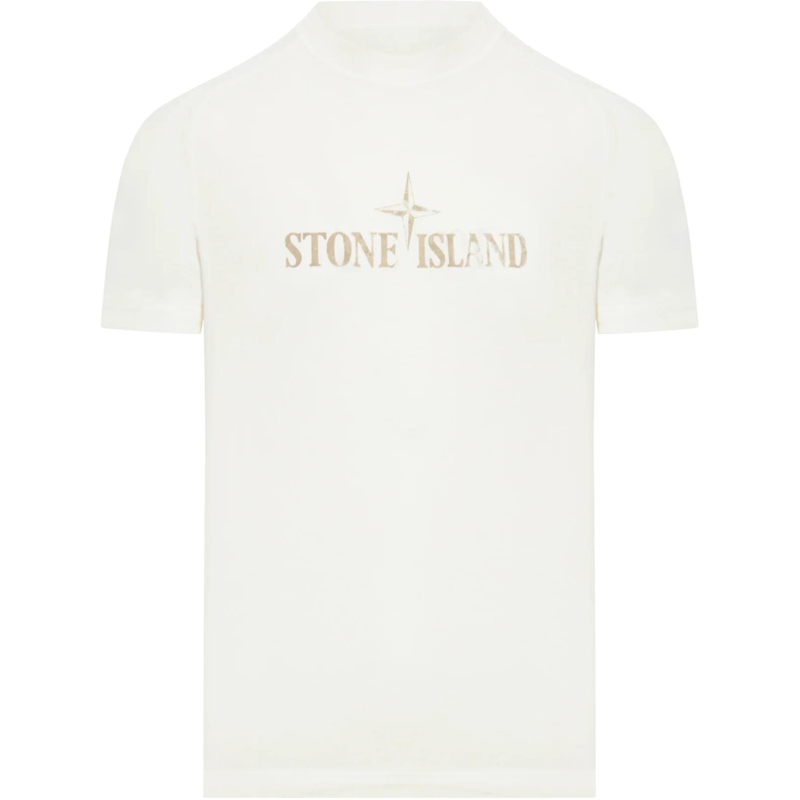 

STONE ISLAND Пуловер с лого, футболка с коротким рукавом и круглым вырезом, мужские футболки, белая K1S1521000-20S0081-V0093 L