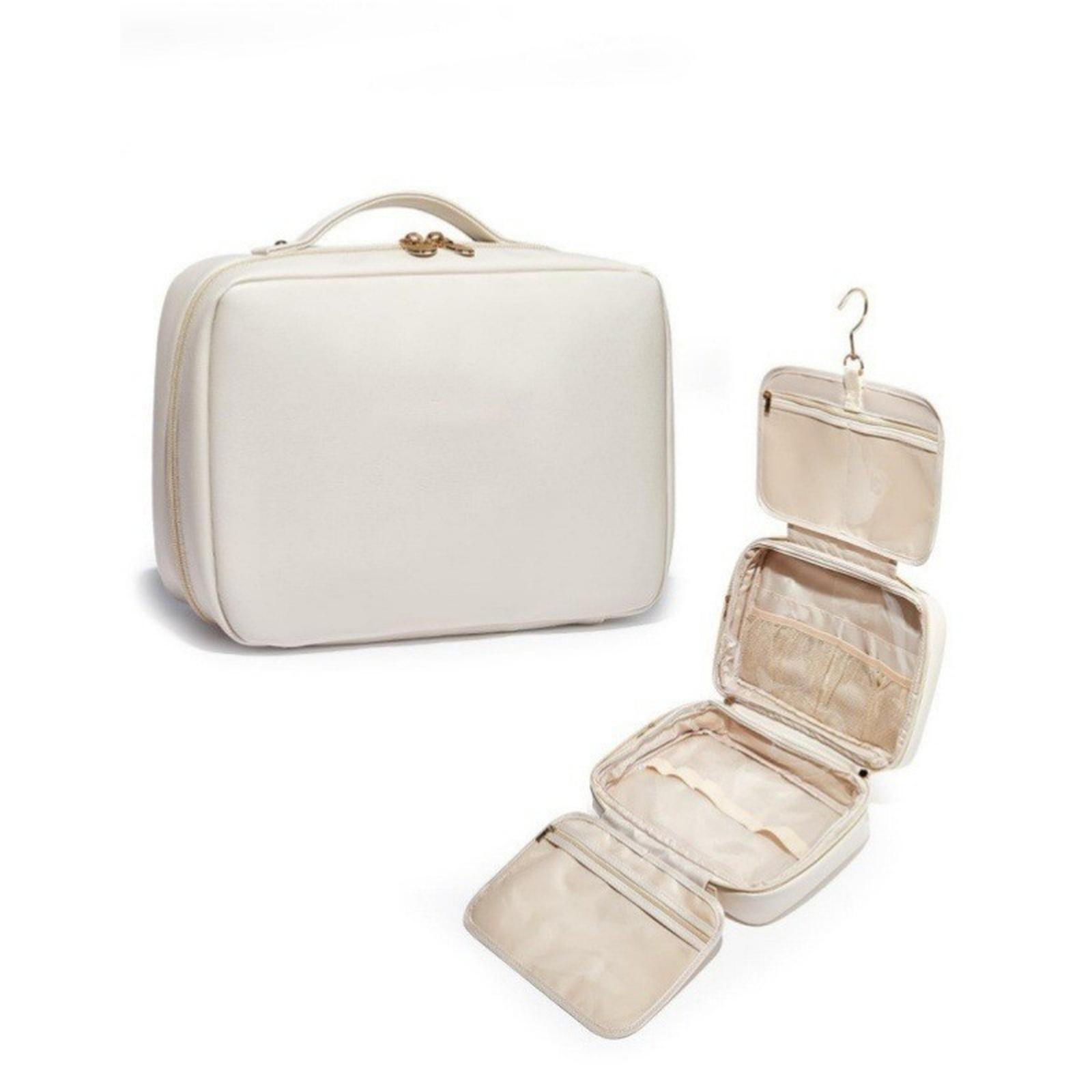 

1PCS Travel Cosmetic Bag, PU Leather Women s Cosmetic Bag, Makeup Organizer, Large Open Pocket, for Toiletries One Size бежевый