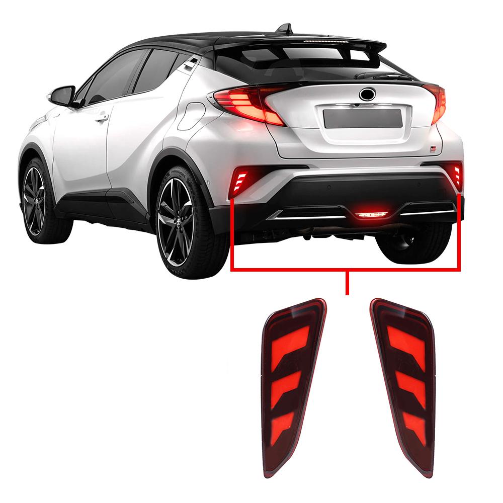 For TOYOTA C-HR 2017 2018 2019 2020 2021 2022 Car Rear Bumper Lamps Rear Reflector Lights DRL Brake Stop Lamp Accessories 2pcs