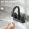 Phiestina 4 Inch 2 Handle Centerset Matte Black Lead-Free Modern Bathroom Faucet, 360 Swivel Spout 2-3 Hole RV Bathroom Vanity Sink Faucet with Pop