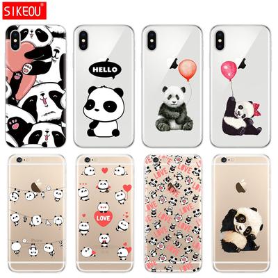 Silicone Cover Phone Case For Iphone 6 X 8 7 6s 5 5s SE 2020 Plus 10 XR XS 11 Pro Max Case Cute Dinggul Panda Cartoon