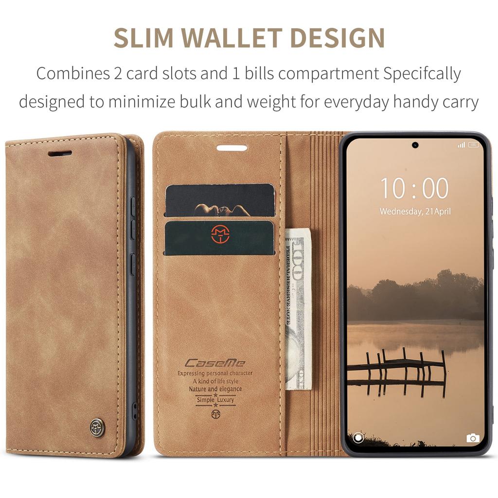 For Xiaomi Redmi Note 14 4G (164.84x78.15x8.16mm) Wallet Case CASEME 013 Series PU Leather Phone Cover Stand