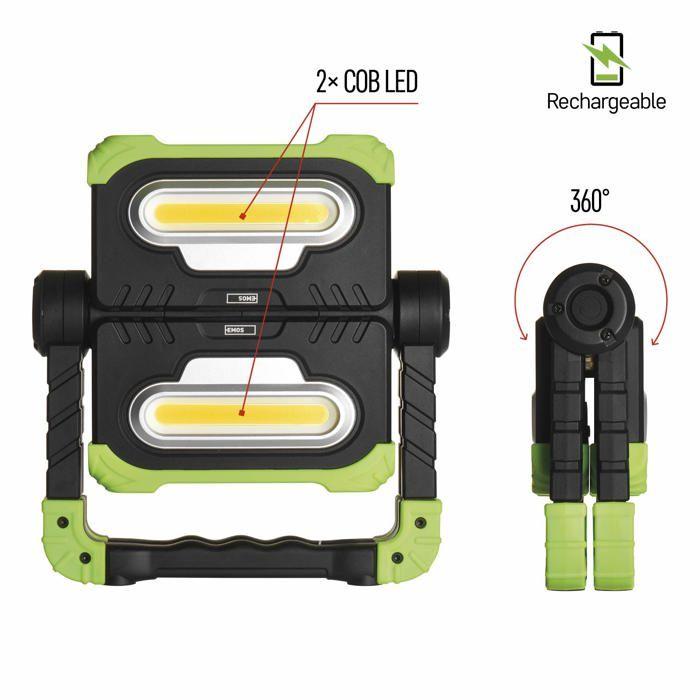 Lampe De Travail - EMOS - P4536 - Rechargeable - 5 Modes - 2000 Lumens