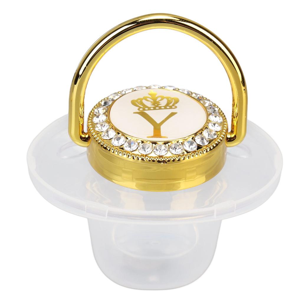 Baby Pacifier Teething Golden Rhinestone Nipple Letters Pacifier for Baby Baptism Bathing