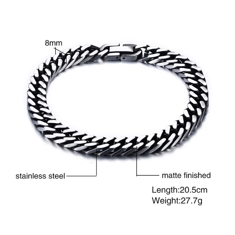 Vnox Stylish Men Bracelets with Retro Tone Stainless Steel Link Chain 8 Inch Male Wrist Jewelry