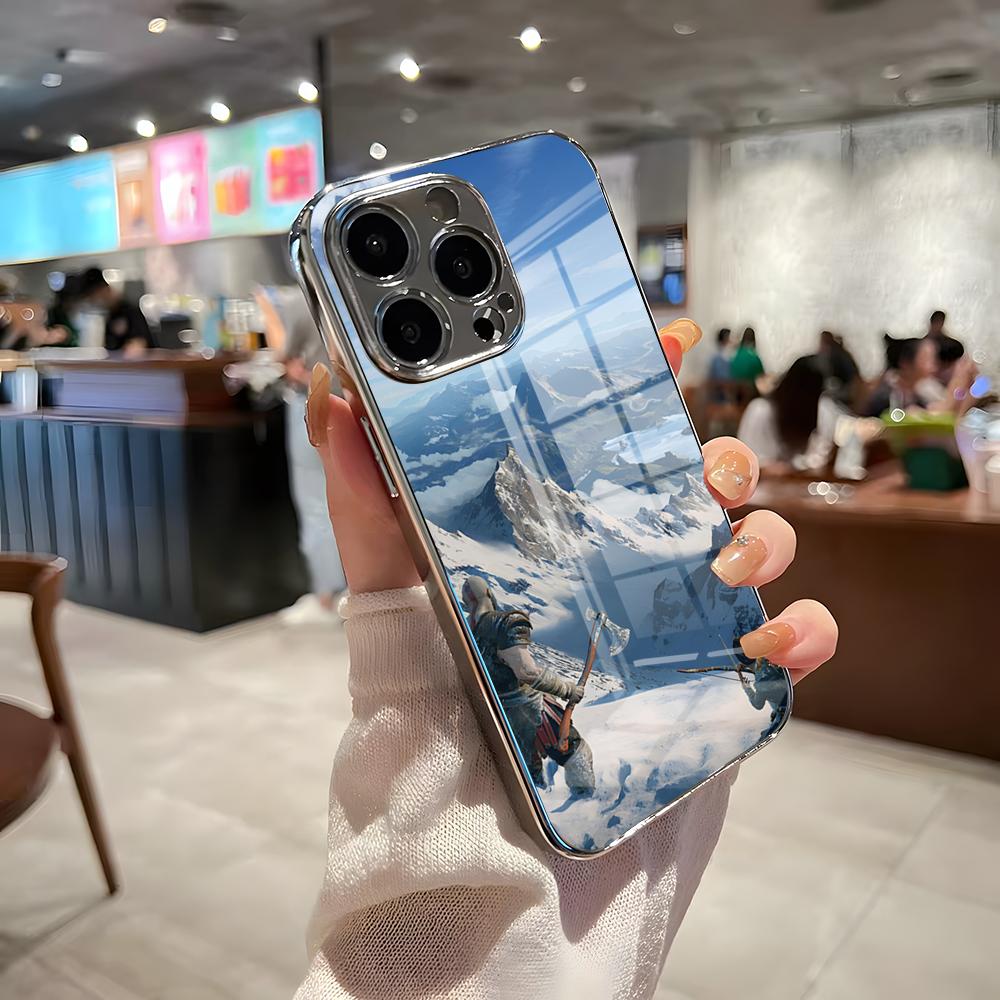 God Of Wars Phone Case For IPhone 17 Pro Max 15 Pro 16 14 Plus 12 13 Mini 11 Pro Shockproof Electroplated Glass Cover