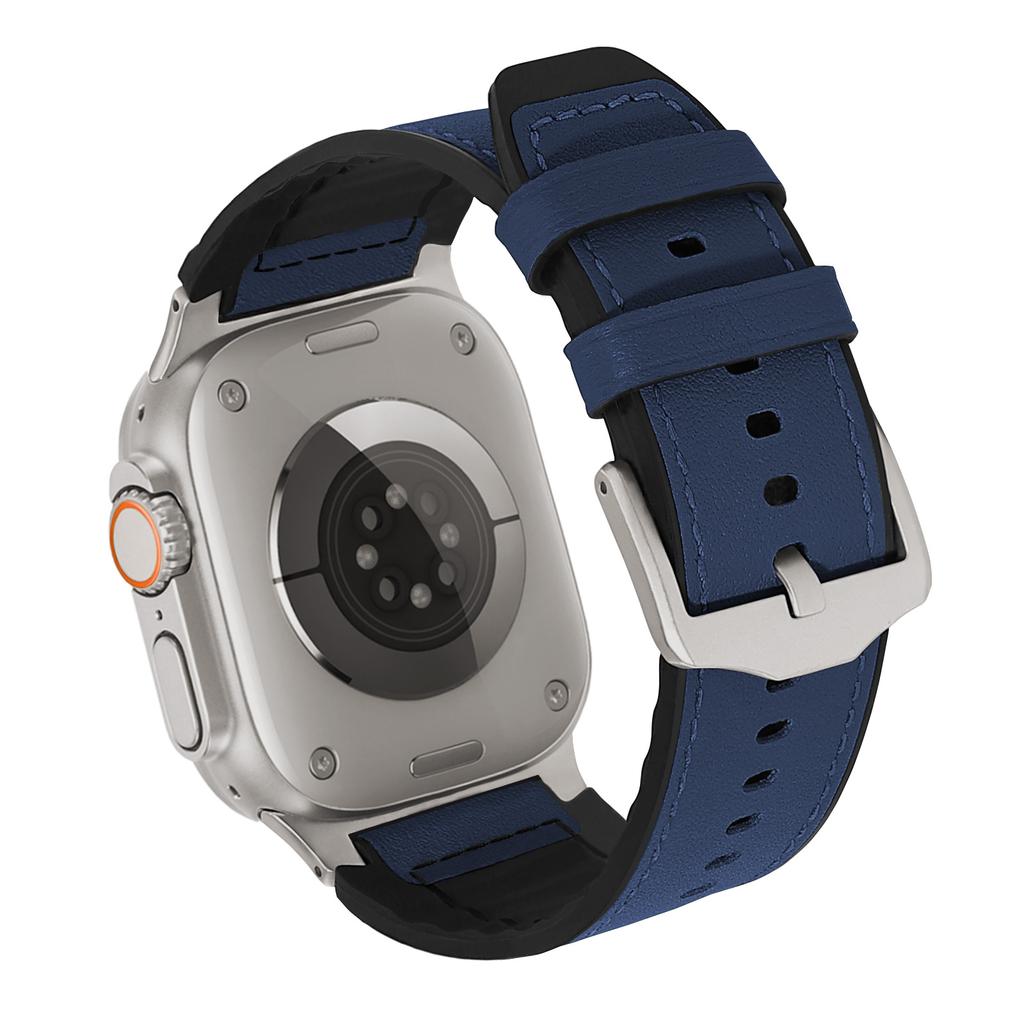 Wrist Strap for Apple Watch Series 10 Ultra 9 8 7 SE 6 5 4 3 2 1 46mm 49mm 45mm 44mm 42mm Silicone+Leather Covered Watch Band