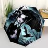 1pc Under the Moonlit Sky Wednesday Automatic Opening and Closing Cartoon Umbrella - Small Umbrella Suitable for Various Occasions I096