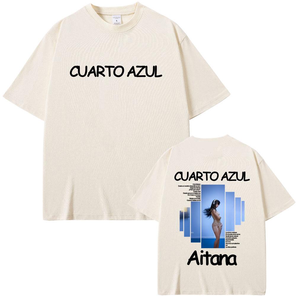 Singer Aitana Cuarto Azul Album Graphic T Shirt Men Women Fashion Aesthetic Short Sleeve Tshirt Cotton Casual Oversized Tshirt
