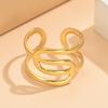 Geometric Lines Adjustable Stainless Steel Open Ring for Women