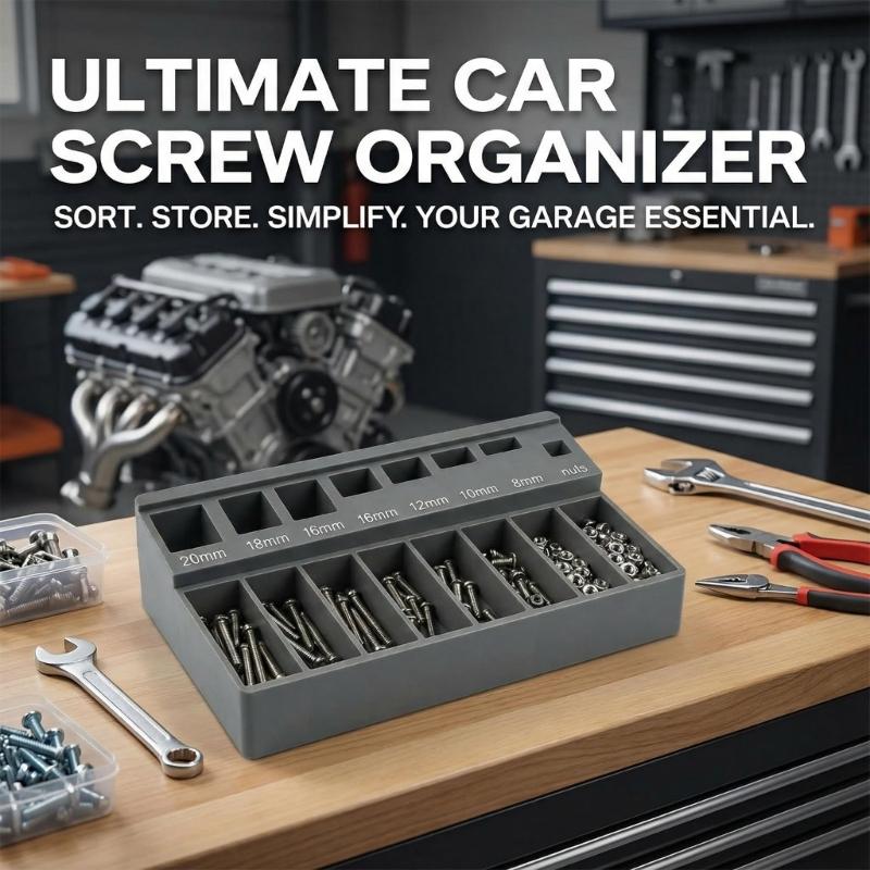 Robust ABS Construction Screw Bolt Organizer Sorter Tray Offering Screw Sorting For Easy Organization In Car