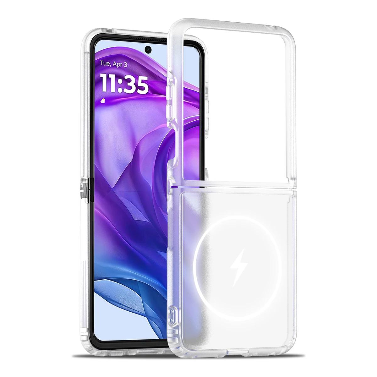 

Matte Skin Feeling Transparent Phone Case For Moto Razr 60 Ultra Plus Magnetic Wireless Charge For Magsafe Hrad Cover Caque Moto Razr 60