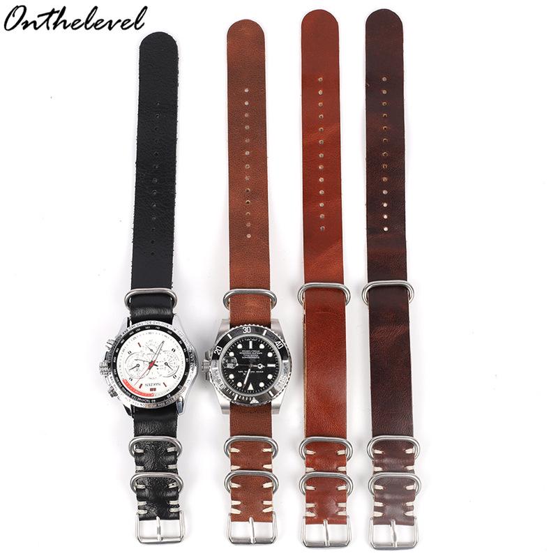 Pulseira de Relógio de Couro Genuíno Costurada à Mão - Pulseira de Couro de Vaca Premium