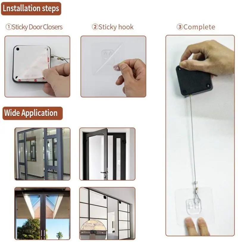 Automatic Sensor Door Closer Punch-Free Adjustable Surface Door Stopper Automatically Close Door Bracket Closer Home Improvement