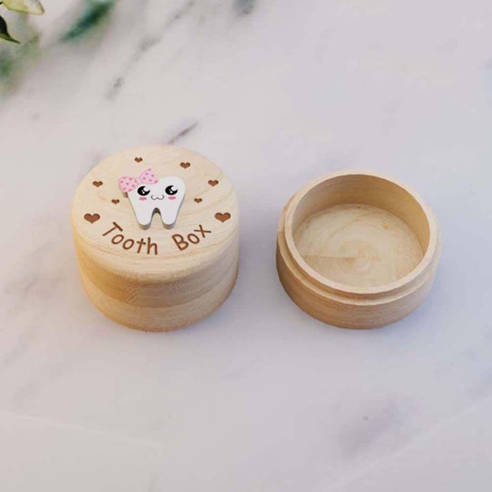Primary Teeth Wood Baby Tooth Box Fetal Hair Umbilical Cord Preservation Tooth Fairy Box  Kids
