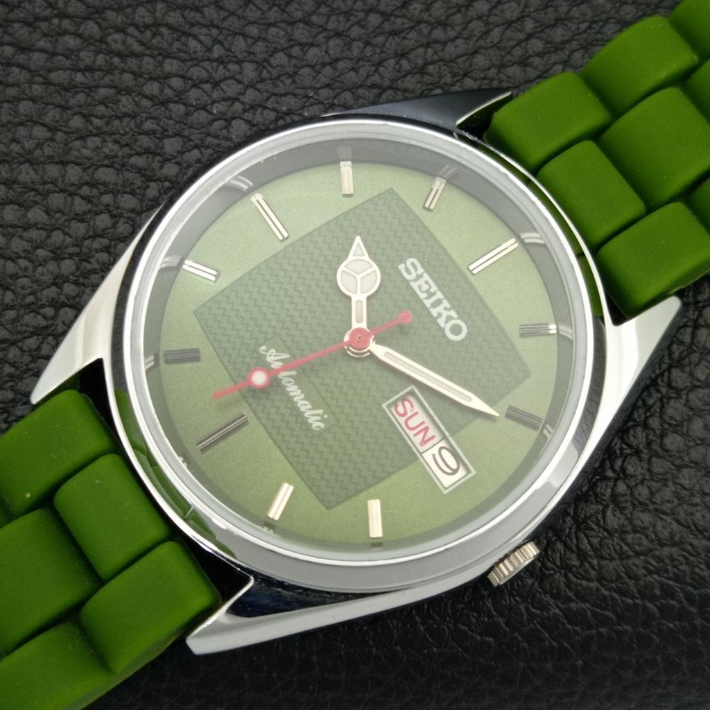 REFURBISHED VINTAGE SEIKO AUTOMATIC 6309A JAPAN MENS GREEN DIAL WATCH A443201-1
